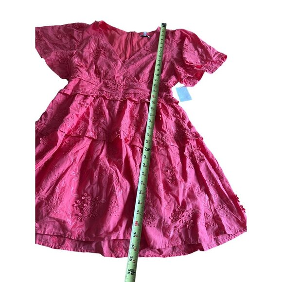 BTFL-life Floral Embroidered V-Neck Dress With Ruffles Flutter Sleeve NWT Sz M - Picture 10 of 15